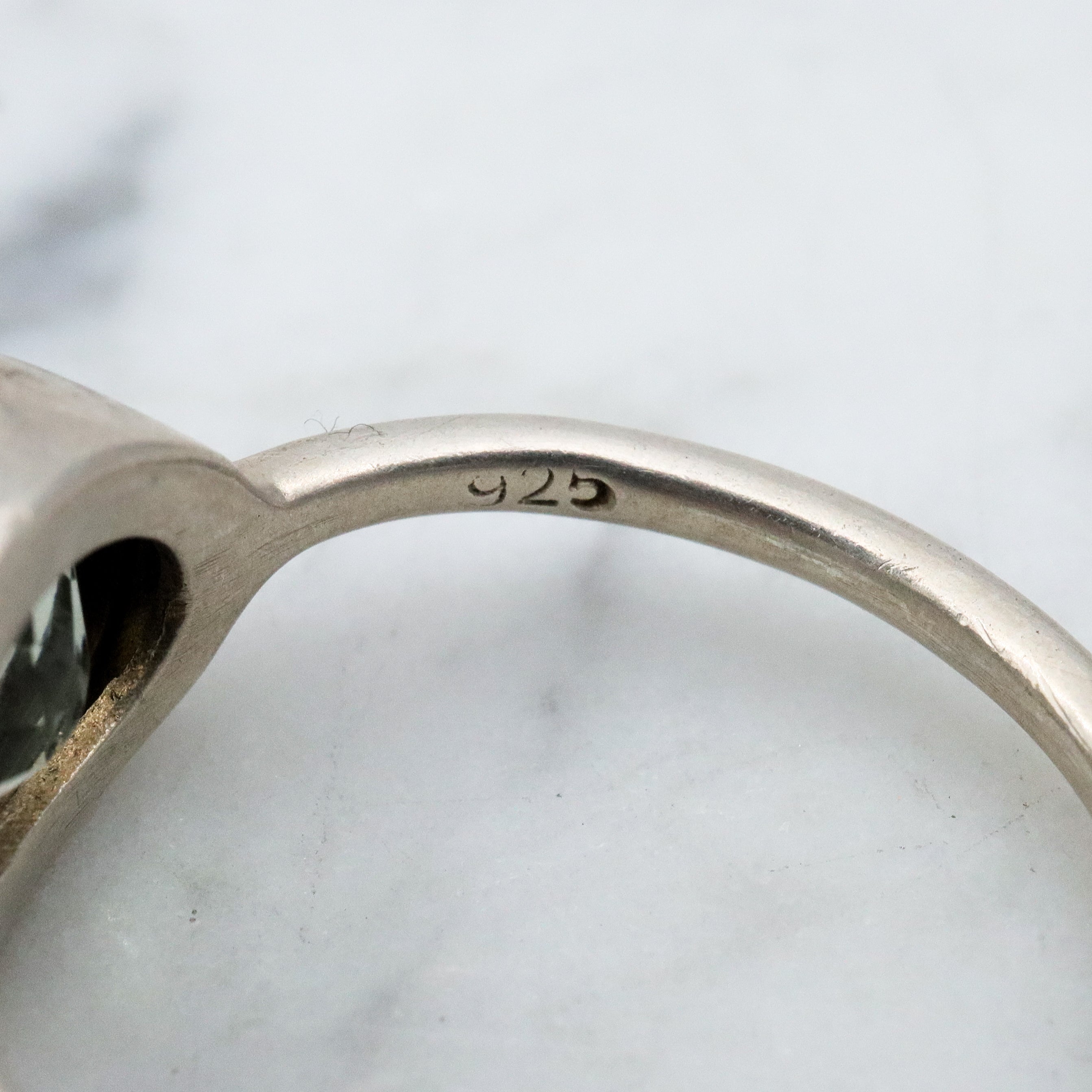 vintage Modern sterling faceted quartz solitaire ring size 7.5